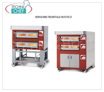 Forno pizza modulare elettrico, Linea EURO STAND, camera con piano in refrattario per 12 pizze Forno pizza elettrico MODULARE, per 12 pizze diam. 300 mm, versione con FRONTALE RUSTICO, CAMERA da mm 1230x930x170h con PIANO in REFRATTARIO, V.400/3, Kw.12,5, Peso 220 Kg, dimensioni esterne mm 1620x1260x400h