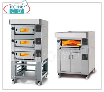 Forno pizza modulari elettrico, Linea CL CLASSIC, camera per 8 pizze da cm 60x120 interamente in refrattario Forno pizza elettrico MODULARE, per 8 pizze diam. 300 mm, versione con FRONTALE INOX, CAMERA COMPLETAMENTE in REFRATTARIO da mm 600x1200x170h, V.400/3, Peso 200 Kg, Kw.8,5, dimensioni esterne mm 1000x1560x400h