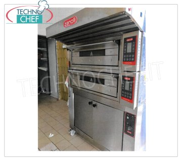 Forno Elettrico per Pizza, Pane e Pasticceria, 2 camere indipendenti e cella di lievitazione - USATO, OCCASIONE Forno Elettrico per Pizza, Pane e Pasticceria, con 2 camere indipendenti da cm.83x66x18h, completo di modulo cappa e cella di lievitazione
