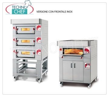 Forno pizza modulari elettrico, Linea CL CLASSIC, camera interamente in refrattario per 8 pizze Forno pizza elettrico MODULARE, per 8 pizze diam. 300 mm, versione con FRONTALE INOX, CAMERA COMPLETAMENTE in REFRATTARIO da mm 600x1200x170h, V.400/3, Peso 200 Kg, Kw.8,5, dimensioni esterne mm 1000x1560x400h