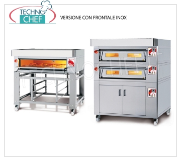 Forno pizza modulare elettrico, Linea EURO STAND, camera con piano in refrattario per 12 pizze Forno pizza elettrico MODULARE, per 12 pizze diam. 300 mm, versione con FRONTALE INOX, CAMERA da mm 1230x930x170h con PIANO in REFRATTARIO, V.400/3, Kw.12,5, Peso 220 Kg, dimensioni esterne mm 1620x1260x400h