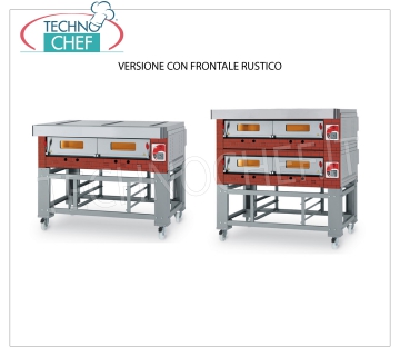 Forno pizza modulare a gas, Linea ECO GAS, camera con piano in refrattario per 4 pizze Forno pizza a gas MODULARE, per 4 pizze, versione con FRONTALE RUSTICO, CAMERA da mm 610x640x150h con PIANO in REFRATTARIO, potenza termica 12000 Kcal/h, Peso 120 Kg, dimensioni esterne mm 960x1050x520h