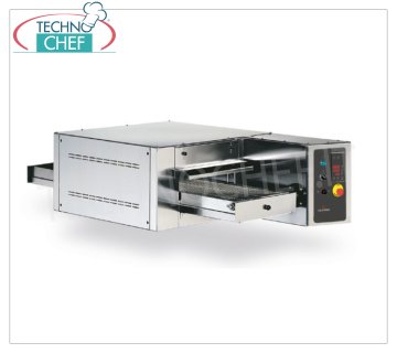 TECHNOCHEF - Forno pizza a tunnel Elettrico con nastro largo 830 mm, resa 125/238 pizze/ora, Mod.TCC Forno a tunnel elettrico statico con nastro in MAGLIA INOX largo mm 830, camera cottura mm 870x1500x110h, V.400/3, Kw 34,00, Peso 233 Kg, dimensioni esterne mm  1420x 2470x410h