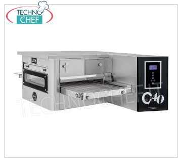 TECHNOCHEF - Forno Pizza Tunnel a Gas con Nastro largo 400 mm, Mod.TUNNELC/40GAS Forno pizza tunnel a gas con nastro in maglia inox largo 400 mm, cottura ventilata, resa 26 pizze/ora max, Potenza Termica Kw 10,4, V.230/1,  Peso lordo Kg 190, dim.mm.1425x1015x450h