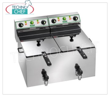 Fimar - FRIGGITRICE ELETTRICA con RUBINETTO, 2 vasche da lt.12+12, Mod.FR1010R FRIGGITRICE ELETTRICA da BANCO, 2 vasche da 12+12 litri dotate di rubinetto di scarico, V.400/3+N, Kw.6,00+6,00, Peso 19,5 Kg, dim.mm.565x530x365h