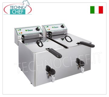 FIMAR - Technochef, Friggitrice Elettrica da banco, 2 vasce da lt.8+8, Mod.FR88R FRIGGITRICE ELETTRICA da BANCO, 2 vasce indipendenti da llitri 8+8 dotate di rubinetto di scarico, V 203/1, Kw 3,00+3,00, dimensioni mm. 565x490x365h.