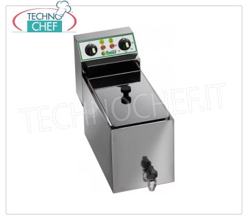 FIMAR - Technochef, Friggitrice Elettrica da banco, 1 vasca da lt.8, Mod.FR8R FRIGGITRICE ELETTRICA da BANCO, 1 vasca da litri 8 dotata di rubinetto di scarico, V.230/1, Kw 3,00, dimensioni mm. 270x490x365h.