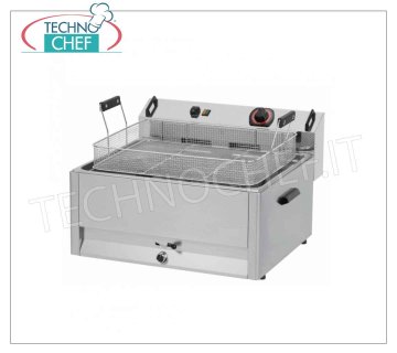 Friggitrice Elettrica lt 16 per Pasticceria, Mod. FPR16, Friggitrice Elettrica per Pasticceria , Vasca Singola, Capacità Lt 16, Produzione oraria: 15 Kg/h, 9000 W, 380 V, kg 15,8, dim. mm 535x435x395h