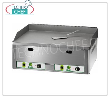 FIMAR -  Fry Top a Gas Professionale da Banco, Piastra Doppia Liscia, Mod.FRY2LM FRY TOP A GAS da tavolo, DOPPIO MODULO con COMANDI INDIPENDENTI, PIASTRA in ACCIAIO SABBIATO LISCIO, alimentazione a GAS METANO, in dotazione kit GPL, dimensioni est. mm 665x600x300h