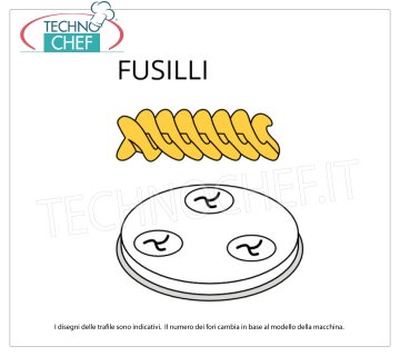 Technochef - TRAFILA FUSILLI in LEGA OTTONE-BRONZO Trafila per fusilli in lega di ottone-bronzo Ø 9 mm, per mod.MPF1.5N