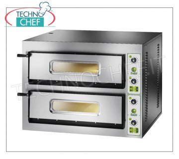 FIMAR - Forno pizza elettrico per 4+4 Pizze Grandi, 2 camere indipendenti, Senza PIROMETRO, mod. FYL4+4 FORNO per PIZZA ELETTRICO per 4+4 Pizze Grandi, 2 CAMERE Indipendenti da mm.720x720x140h, piano cottura in refrattario, 4 TERMOSTATI REGOLABILI per SUOLA e CIELO, temp.da +50° a +500 °C, V.230/1, Kw.6, Peso 146 Kg, dim.esterne mm.1010x850x420h