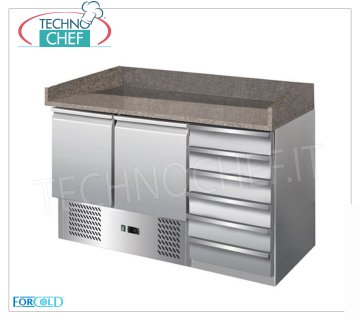 Banco Pizza Refrigerato, 2 Porte, 6 Cassetti, dim. mm 1420x700x1020h