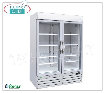 FORCAR - Armadio Congelatore-Freezer 2 Porte Vetro, lt.1078, Ventilato, Temp.-18°/-22°C, Classe F