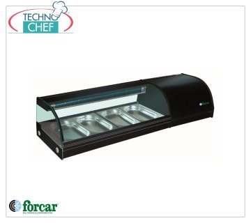 Forcar - Vetrina Espositiva Refrigerata per Sushi, capacità 4 bacinelle GN 1/3 h 40 mm, mod.G-SSS1200