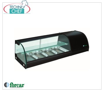 Forcar - Vetrina Espositiva Refrigerata per Sushi, 2 ripiani, capacità 4 bacinelle GN 1/3 h 40 mm, mod.G-TS1200