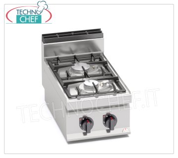 TECHNOCHEF - CUCINA a GAS 2 FUOCHI TOP, Kw.9,5, Mod.G7F2BPW CUCINA a GAS 2 FUOCHI  TOP, BERTO'S, Linea MACROS 700, Serie ECO POWER, potenza termica Kw.9,5, Peso 21 Kg, dim.mm.400x700x290h