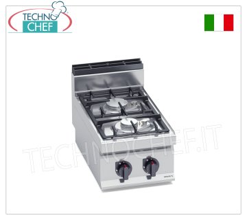 TECHNOCHEF - CUCINA a GAS 2 FUOCHI TOP, Kw.9,5, Mod.G7F2BPW CUCINA a GAS 2 FUOCHI  TOP, BERTO'S, Linea MACROS 700, Serie ECO POWER, potenza termica Kw.9,5, Peso 21 Kg, dim.mm.400x700x290h