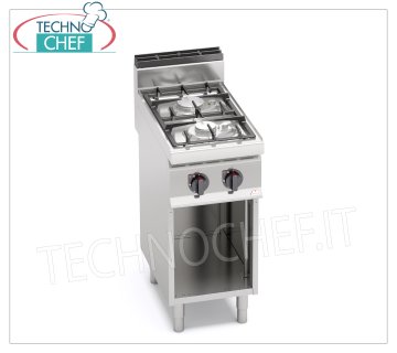 TECHNOCHEF - CUCINA a GAS 2 FUOCHI su VANO a GIORNO, Kw.9,5, Mod.G7F2MPW CUCINA a GAS 2 FUOCHI su VANO a GIORNO, BERTO'S, Linea MACROS 700, Serie ECO POWER, potenza termica Kw.9,5, Peso 30 Kg, dim.mm.400x700x900h