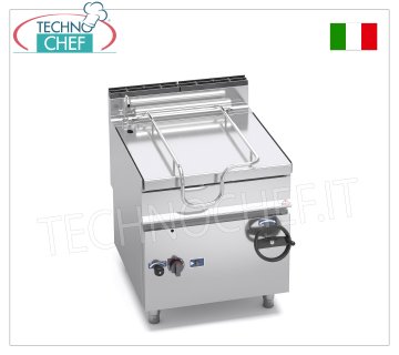 Technochef - Brasiera a Gas, Ribaltamento Manuale, Capacità lt.80, Mod.G9BR8/I Brasiera ribaltabile a gas, BERTOS, Linea MAXIMA 900, Serie MAXI-80, con vasca inox da lt.80, ribaltamento manuale, Potenza termica Kw.20, Peso 147 Kg, dim.mm.800x900x900h