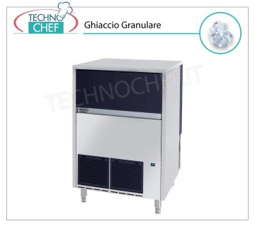 MACCHINA GHIACCIO GRANULARE da 155 Kg/24h, DEPOSITO 55 kg Fabbricatore di ghiaccio granulare, deposito 55Kg, esterno inox, raffreddato ad aria, V 230/1, Kw 0,65, resa 155 Kg/24 ore, dimensioni mm 738x690x1020h, peso Kg 94.