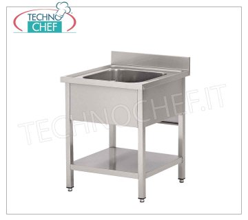 Lavello inox professionale 1 vasca senza gocciolatoio, Linea 700