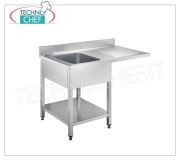 Lavello inox professionale 1 vasca, 1 gocciolatoio a destra a sbalzo, Linea 700