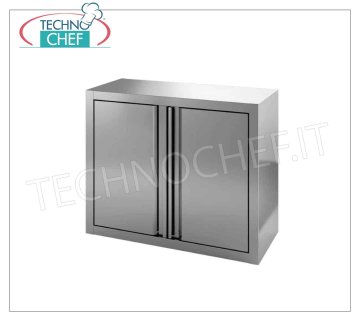 Pensile inox  con porte a battente e ripiano intermedio, Pensile in con porte a battente e ripiano intermedio regolabile, dimensioni mm.400x400x650h