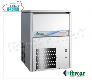 FORCAR - FABBRICATORE DI GHIACCIO in CUBETTI PIENI, resa  40 Kg/24 ore, DEPOSITO 15 kg, Professionale Produttore-Fabbricatore di ghiaccio a cubetti pieni, deposito 15 Kg, esterno inox