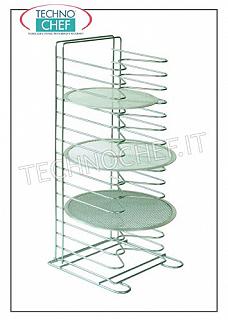 Portateglie-retine pizza / pasticceria da Tavolo con 15 Supporti Grigliati Portateglie-retine pizza verticale da tavolo con 15 SUPPORTI passo 35 mm,  per 15 retine fino a diametro 36 cm, dim.mm.300x300x650h, prezzo cadauna -- Acquistabile in confezione da 4 pezzi