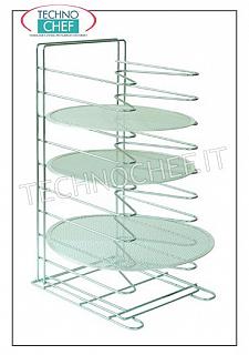 Portateglie-retine pizza / pasticceria da Tavolo con 10 Supporti Grigliati Portateglie-retine pizza verticale da  tavolo con 10 SUPPORTI passo 60 mm, per 10 retine fino a diametro 36 cm a diametro 50 cm, dim. mm. 340x400x650h, - Nota:  prezzo cadauna -- Acquistabile in confezione da 4 pezzi