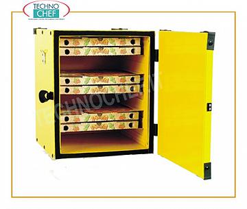 Box Pizza, isotermico Box pizza con guide per cartoni, isolato termicamente, capacità 12 cartoni da 330 mm, dim. mm 410x410x520h