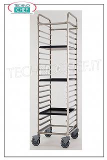 Carrelli portateglie pizza-pasticceria per 20 Teglie da cm 60x40 Carrello portateglie in ACCIAIO INOX con 20 guide passo mm 80 per teglie da mm 600x400, inserimento lato corto (400 mm), capacità 20 teglie, dim. esterne mm 480x690x1840h