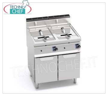 TECHNOCHEF - FRIGGITRICE a GAS su MOBILE, 2 vasche da 10+10 lt, Mod.GL10+10M FRIGGITRICE a GAS su MOBILE, BERTOS, Linea MACROS 700, Serie TURBO, 2 vasche indipendenti da lt.10+10, potenza termica 13,8 Kw, Peso 56 Kg, dim.mm.800x700x900h