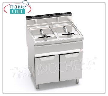 TECHNOCHEF - FRIGGITRICE a GAS su MOBILE, 2 vasche da lt.20+20, Mod.GL20+20M FRIGGITRICE a GAS su MOBILE, BERTOS, Linea MACROS 700, Serie TURBO, 2 vasche indipendenti da lt.20+20, potenza termica 33,00 Kw, Peso 63 Kg, dim.mm.800x700x900h