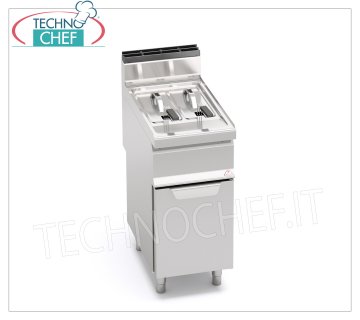 TECHNOCHEF - FRIGGITRICE a GAS su MOBILE, 2 vasche da lt.7+7, Mod.GL7+7M FRIGGITRICE a GAS su MOBILE, BERTOS, Linea MACROS 700, Serie TURBO, 2 vasche indipendenti da lt.7+7, potenza termica Kw.9,2, Peso 45 Kg, dim.mm.400x700x900h