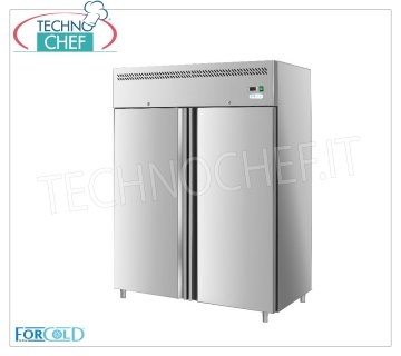 Forcold - Armadio Frigo 2 Porte, lt.1104, Ventilato, Temp.+2°/+8°C, Classe D, mod.G-GN1200TN-FC Armadio Frigorifero 2 Porte, Professionale, lt.1104, Temp.+2°/+8°C,  con ventilatore e convogliatore d'aria interno, ECOLOGICO in Classe D, Gas R290, Gastronorm 2/1, V.230/1, Kw.0,415, Peso 163 Kg, dim.mm.1340x810x2010h