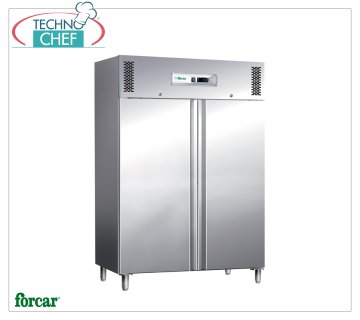 Forcar - Armadio Frigo 2 Porte, lt.1104, Ventilato, Temp.+2°/+8°C, mod.GN1200TN Armadio Frigorifero 2 Porte, Professionale, lt.1104, Temp.+2°/+8°C, con ventilatore e convogliatore d'aria interno, Gastronorm 2/1, V.230/1, Kw.0,45, Peso 180 Kg, dim.mm.1340x800x2010h