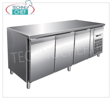 Forcar - Tavolo Refrigerato Frigor 3 Porte, Temp.-2°/+8°C, lt.417, Ventilato, Classe B, G-GN3100TN Tavolo Banco refrigerato 3 PORTE e cassetto neutro, Professionale, capacità 417 litri, temperatura -2°/+8°C, refrigerazione ventilata, Gastronorm 1/1, ECOLOGICO in Classe B, Gas R290, V.230/1, Kw.0,26, Peso 134 Kg, dim.mm.1795x700x860h