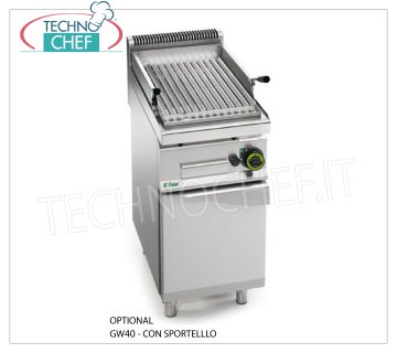 Fimar- GRIGLIA VAPOR-COMBI ACQUA a GAS, 1 modulo su VANO a GIORNO, Mod.GW40 GRILL VAPOR-ACQUA a GAS, 1 modulo su VANO a GIORNO con ZONA COTTURA da mm 344x500, potenza termica Kw.9,00, Peso 45 Kg, dim.mm.400x700x1040h