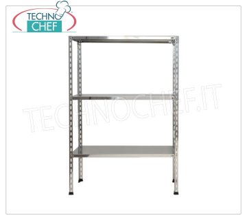 Scaffali Componibili Inox, Ripiani Lisci, Montaggio a Bullone - Moduli H 150 con varie Profondità. 