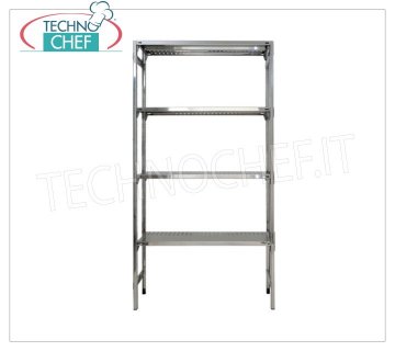 Scaffali Componibili Inox, Ripiani Asolati, Montaggio a Gancio - Moduli H 180 con varie Profondità. 