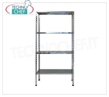 Scaffali Componibili Inox, Ripiani Lisci, Montaggio a Bullone - Moduli H 180 con varie Profondità. 