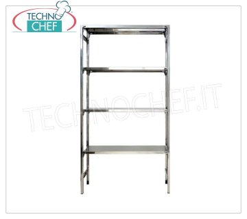 Scaffali Componibili Inox, Ripiani Lisci, Montaggio a Gancio - Moduli H 180 con varie Profondità. 