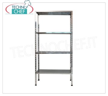 Scaffali Componibili Inox, Ripiani Asolati, Montaggio a Bullone - Moduli H 180 con varie Profondità. 