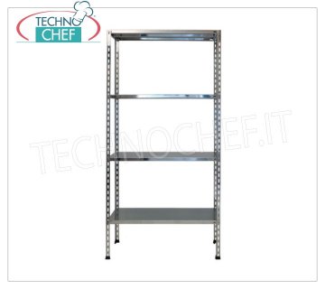 Scaffali Componibili Inox, Ripiani Lisci, Montaggio a Bullone - Moduli H 200 con varie Profondità. 