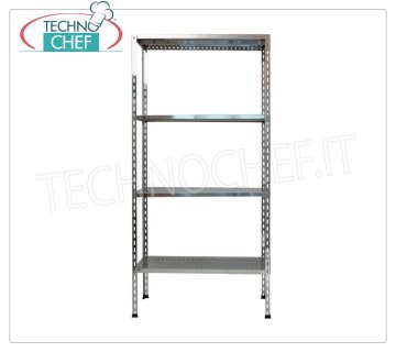 Scaffali Componibili Inox, Ripiani Asolati, Montaggio a Bullone - Moduli H 200 con varie Profondità. 