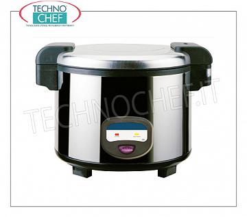 CUOCIRISO ELETTRICO per circa 30 PORZIONI, capacità lt. 5,4 Cuociriso elettrico per circa 30 porzioni,con funzione di mantenimento automatica a fine cottura, capacità 5,4 litri, V.230/1, Kw.1,95, dim.mm.455x455x380h