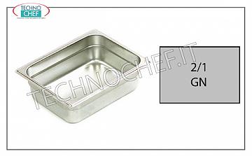 Bacinelle Gastronorm GN 2/1 in acciaio inox Bacinella gastro-norm 2/1, inox 18/10, dim.mm 650 x 530 x 20 h