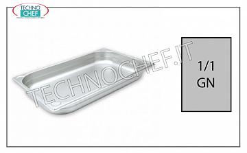 Bacinelle Gastronorm GN 1/1 in acciaio inox Bacinella Gastro-norm 1/1, inox 18/10, dim.mm 530 x 325 x 20 h