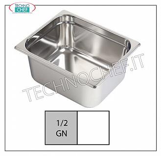 Bacinelle Gastronorm GN 1/2 in acciaio inox Bacinella gastro-norm 1/2, inox 18/10, dim.mm 325 x 265 x 20 h